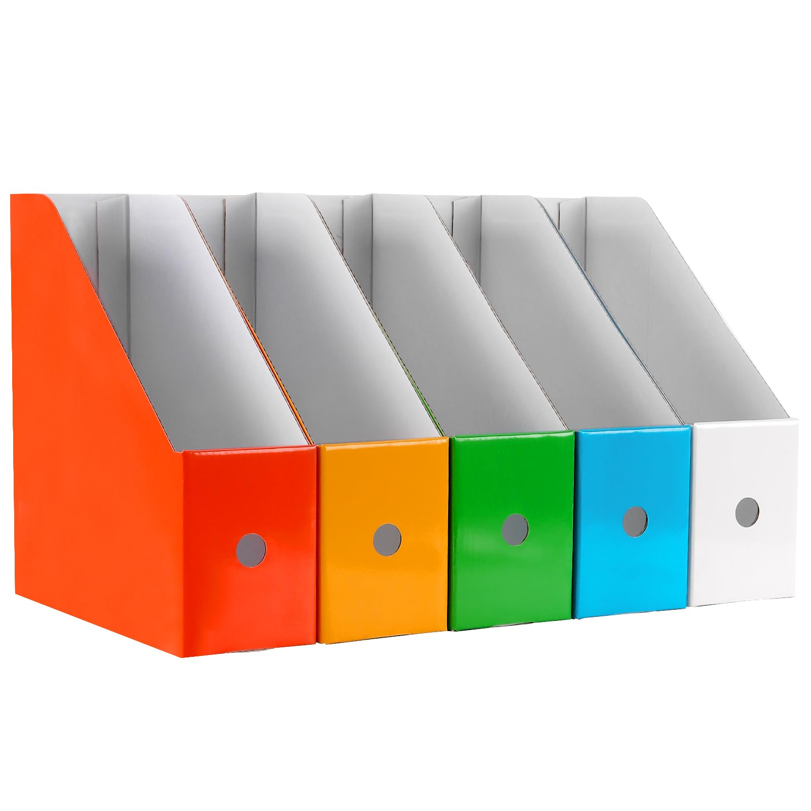 15 sztuk segregatorów stojących A4, 26 x 27 x 9 cm, segregator na czasopisma, kolorowy karton, 5 kolorów, do biura, domu, niebieski, zielony, żółty, biały, pomarańczowy