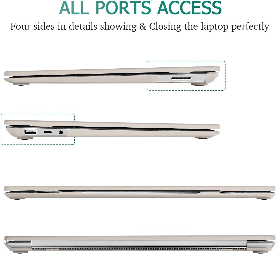 May Chen Case for 13.5" Microsoft Surface Laptop 3/4/5 with Alcantara Palm Rest Model 1867 1958 1950 (2019 2021 2022), Plastic Hard Shell Case with Keyboard Cover + Screen Protector, Stone - Image 4