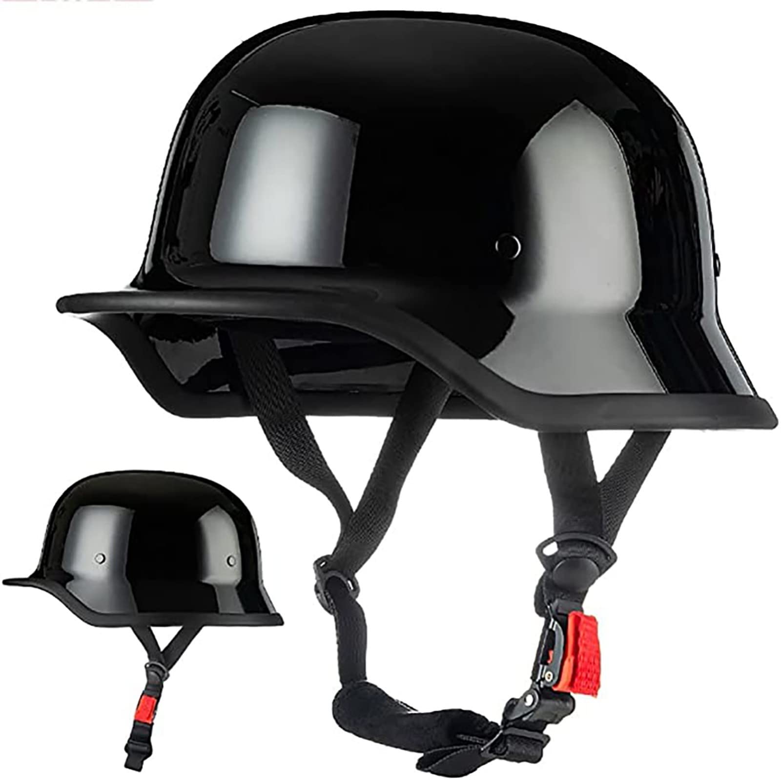 Vintage German Motorcycle Half Helmet, ECE Approved Retro Open Face Helmets, Adult Men's Cap Adjustable Quick Release Buckle, for Cruiser Bike Scooter G,L/(58~60cm) Automotive