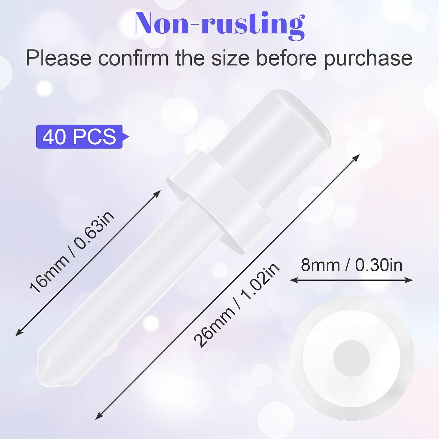 40pcs Shutter Louver Pin Replacement, Non-Retractable Plastic Shutter Repair Pin Kit, Non-Rusting Blinds Bolt Curtain Accessories for Most Vertical Blinds-White