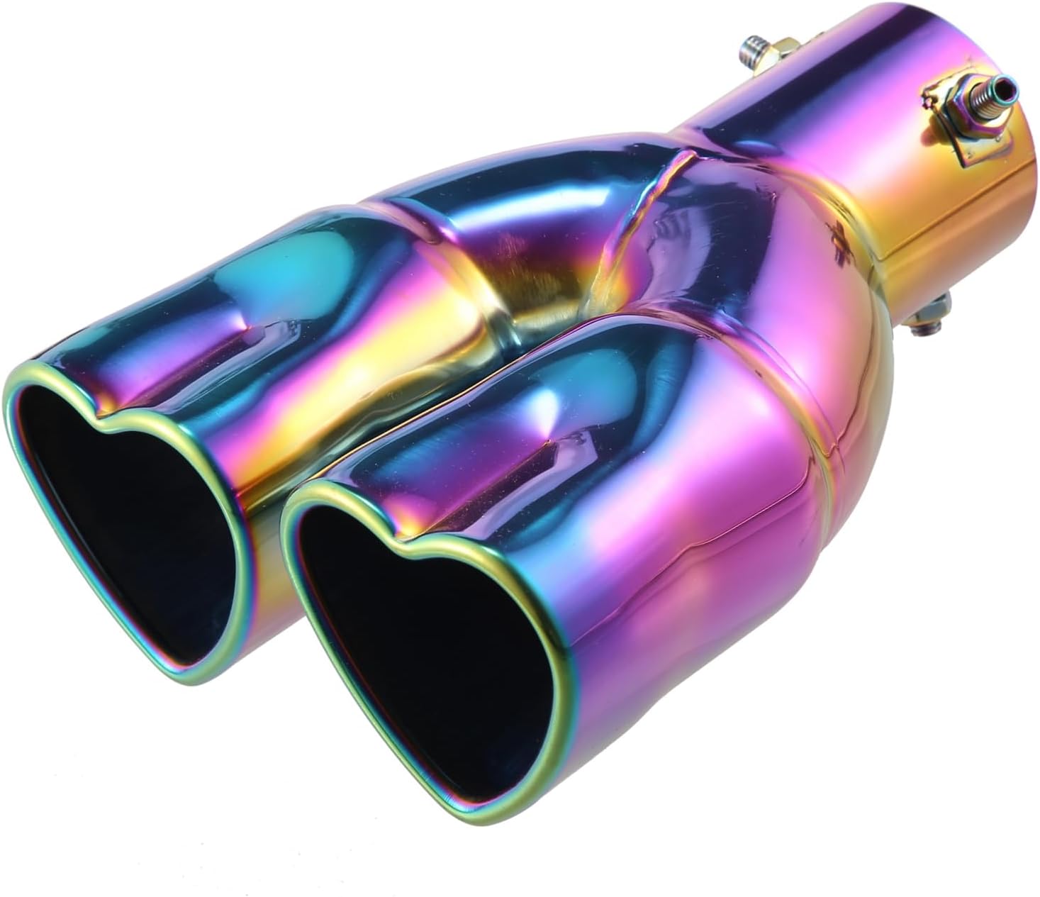 63mm 2.5" Inlet Straight Type Heart Shape Universal Exhaust Pipe Muffler Tip Tailpipe Bolt-On for Car Truck 8.1" Length Stainless Steel Multicolor Auto Replacement Parts