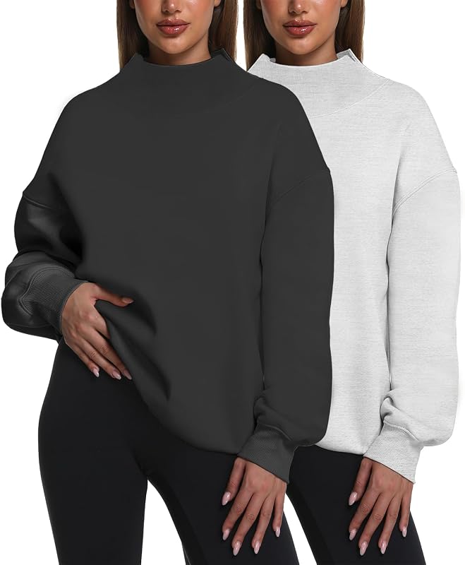 kims cosiart 2 Pack Womens Oversized Sweatshirts Turtleneck Pullover Long Sleeve Hoodies Tops Fall Fashion Outfits Clothes