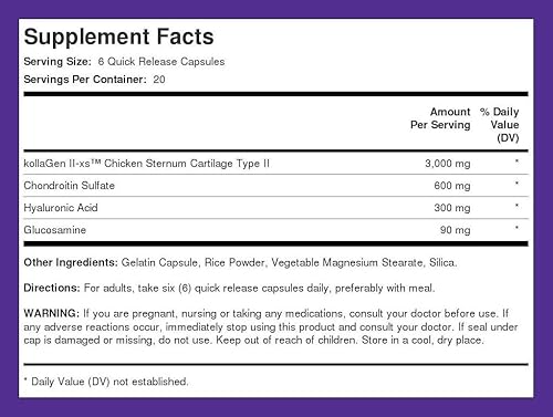 Miniatura 8 de Piping Rock Suplemento de colágeno tipo II de esternón de pollo | 3000 mg | 120 cápsulas | con ácido hialurónico | Sin OMG, sin gluten