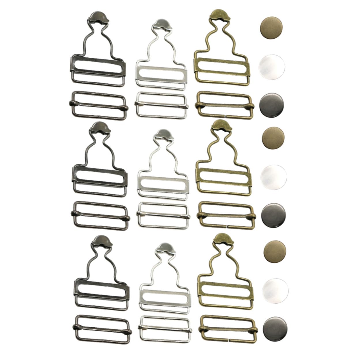 Boutons métal ajustables pour salopette avec boucles gourdes anti-glisse faciles à poser