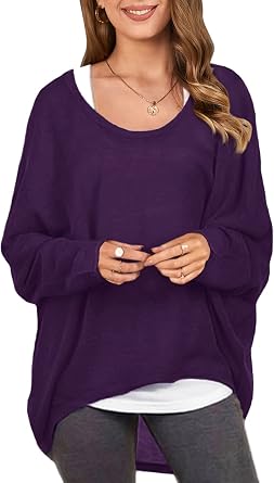 ZANZEA Womens Off the Shoulder Batwing Tops Casual Loose Oversized Tshirts