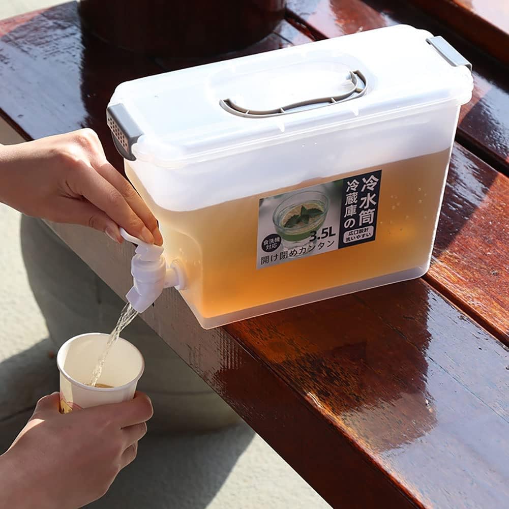 Cold Kettle with Faucet/Fridge Water Dispenser with Tap/Beverage Drink Dispenser/Fruit Cool Water Pitcher/Summer Ice Water Infuser Kettle Bucket/Leak Proof Drinks Dispenser (3.5L)