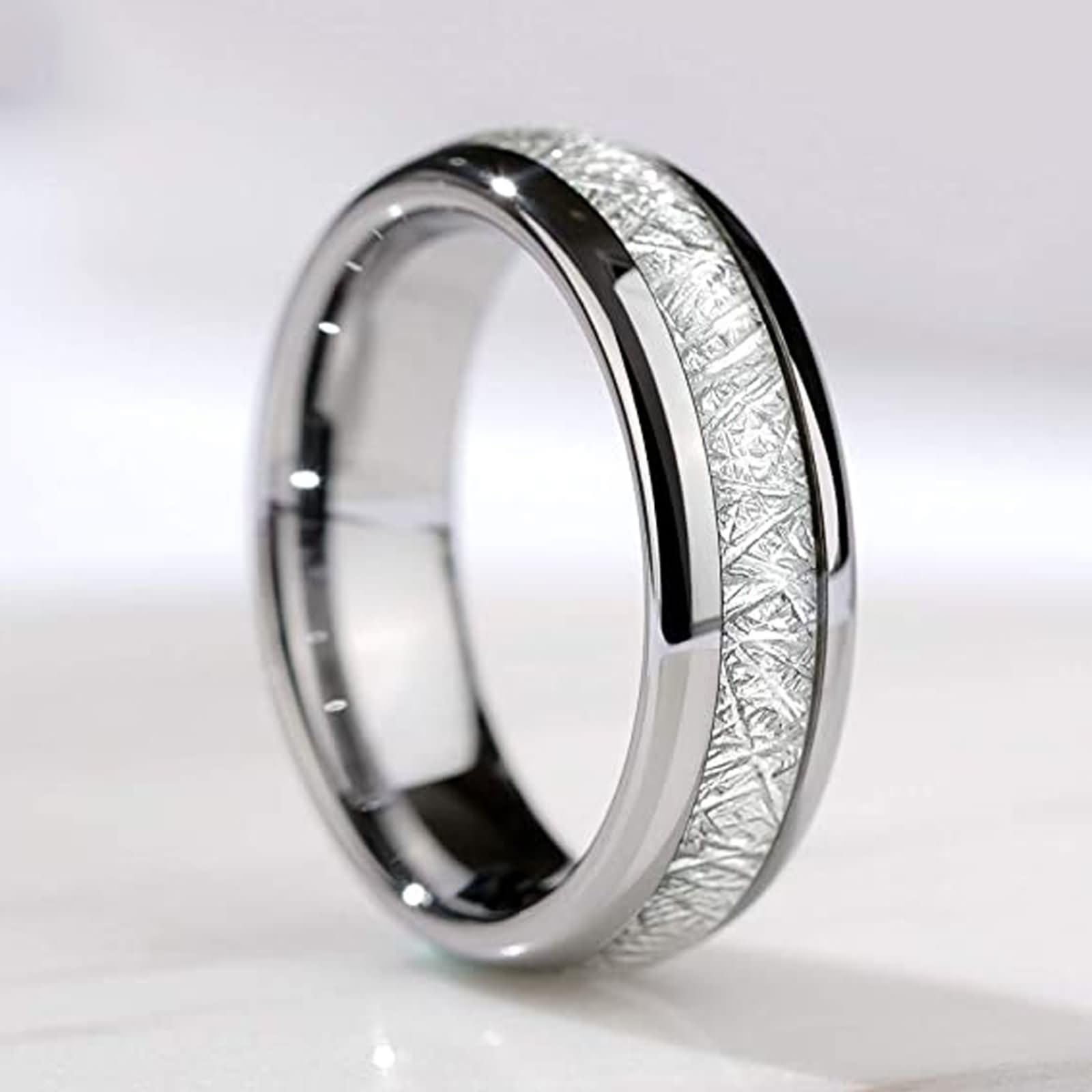 Grawerowany męski pierścionek z wolframu, 4 mm/6 mm/8 mm, okrągły i wzór, srebrne, męskie obrączki ślubne
