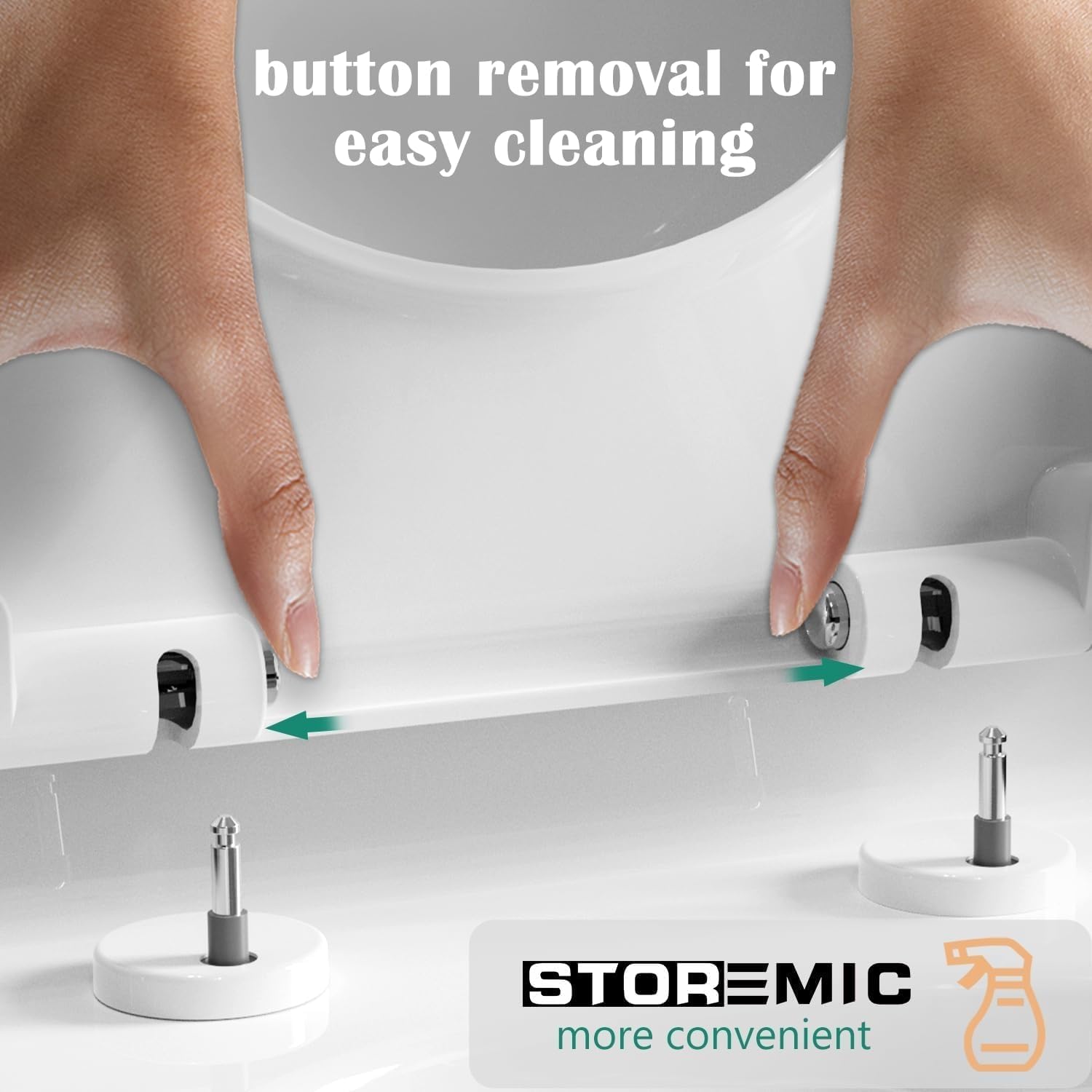 STOREMIC Tavoletta wc, Sedile WC con chiusura in morbido, a forma di D, con chiusura a scatto, con cerniere regolabili a 360°, a forma di D