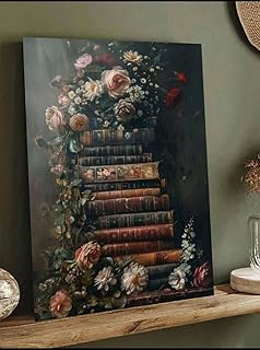 مجموعة الرسم بالأرقام للبالغين، حديقة أدبية مع كتب عتيقة، 40 × 50 سم، مجموعة فنية كاملة مع فرش وألوان