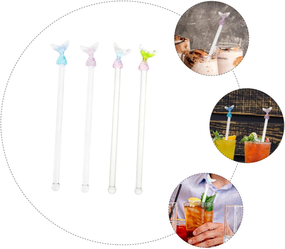 4pcs Mermaid Drink Stirrers Ergonomic Mixing Sticks for Coffee Cocktails Juices Milk Tea Creative Chic Design for Drinks Decoration