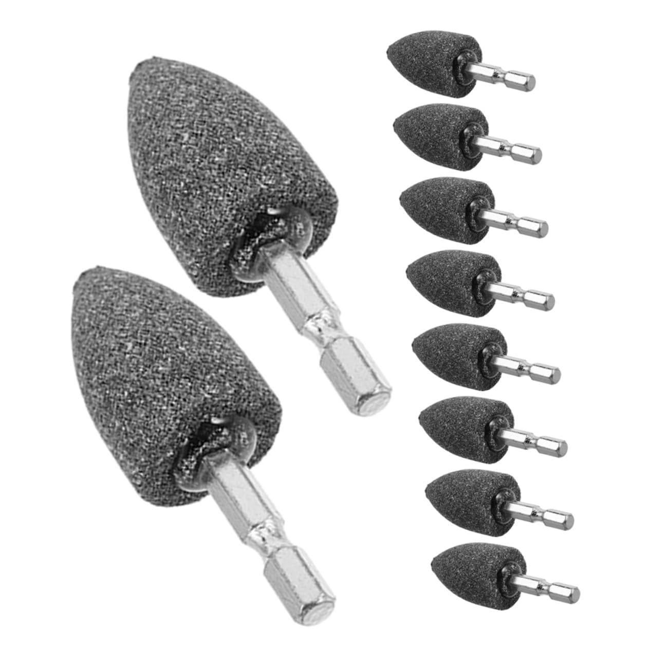 OUNONA 10pcs 25mm Tapered Rotary Tool Grinding Stones Hex Shank Abrasive Mounted Points for Metal Polishing and Drill Sharpening in DIY and Home Repair