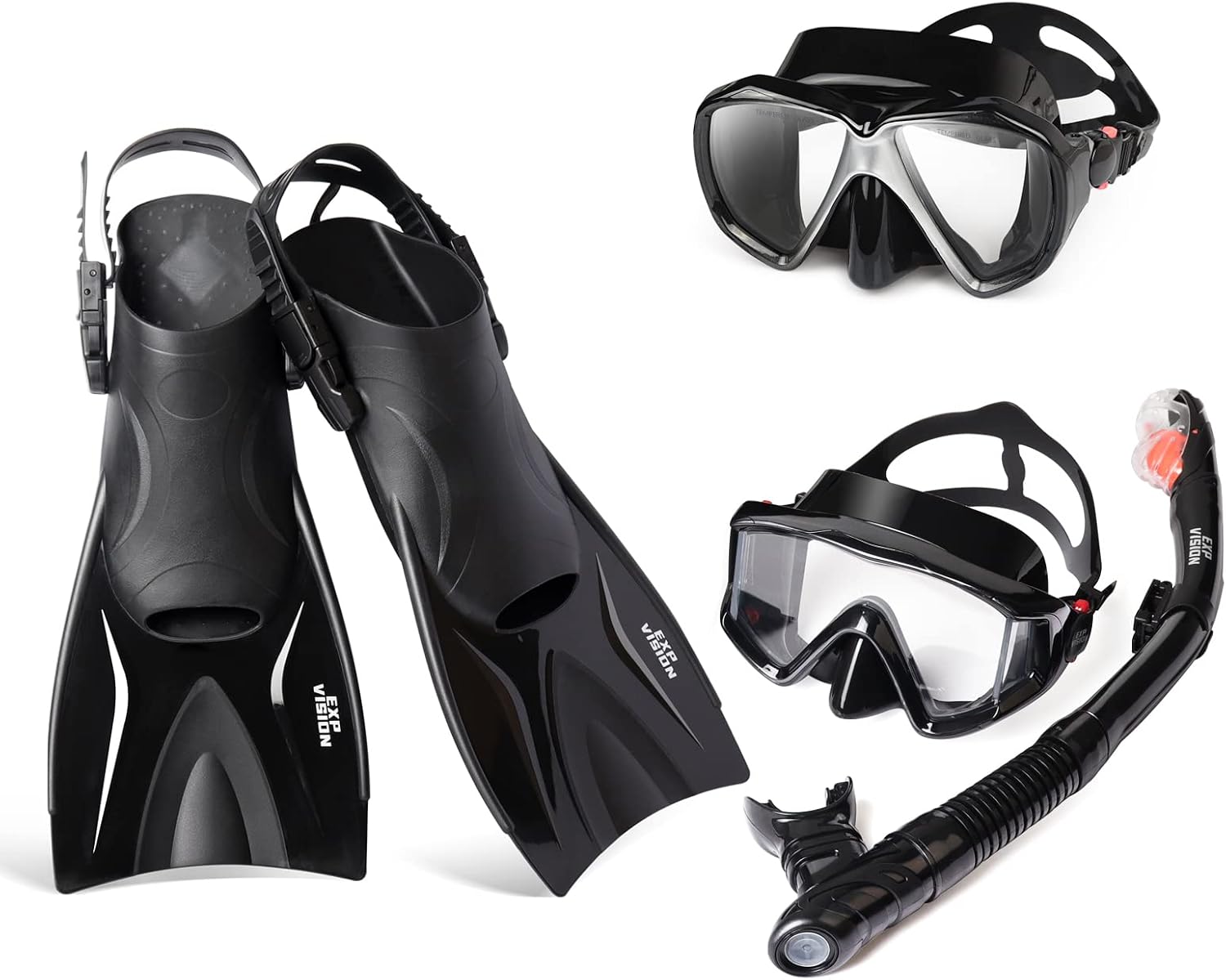 2pcs Adults Diving Mask and Fins Snorkel Set Snorkeling Gear
