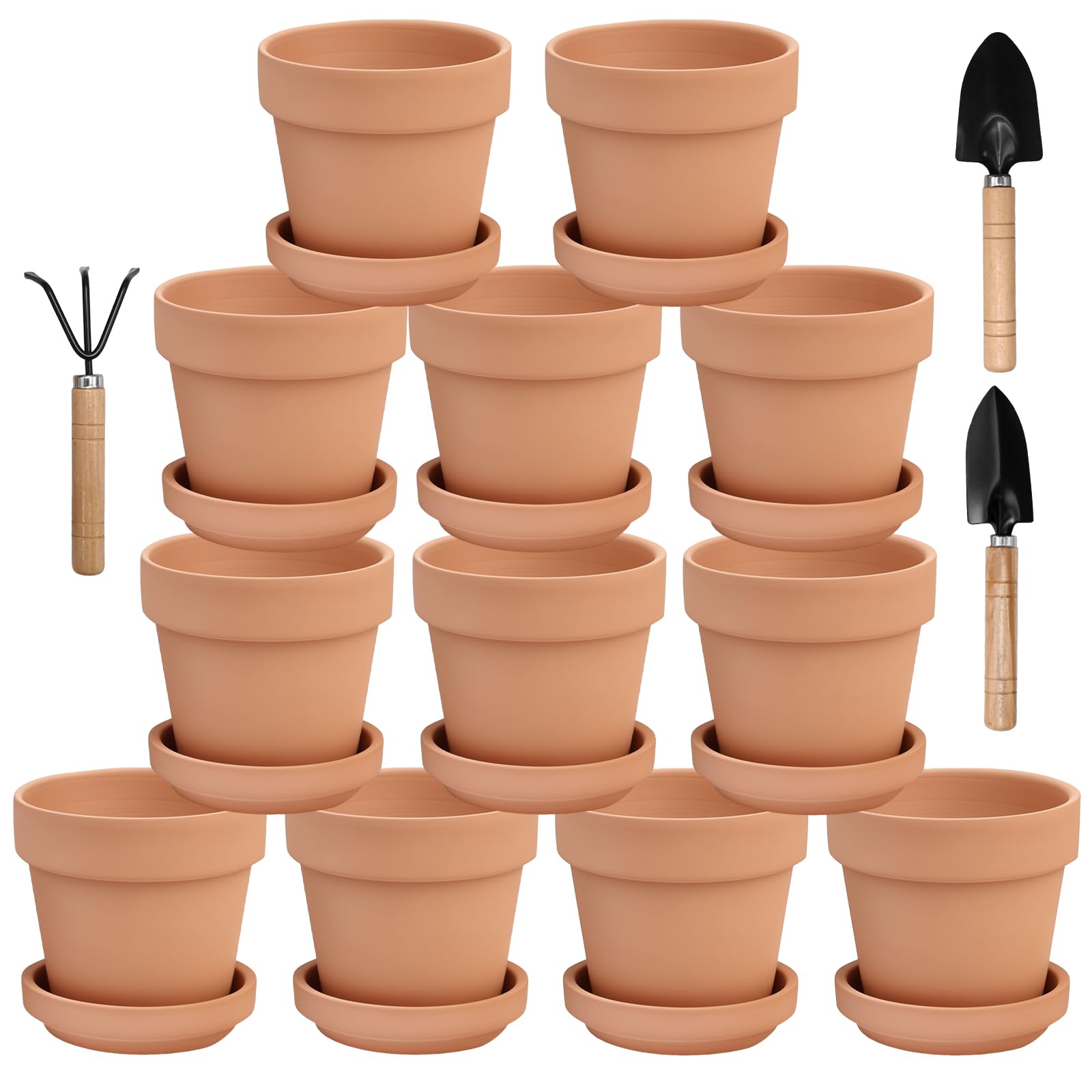 Pots en terre cuite Hoypeyfiy 8 cm anti-pourriture des racines avec soucoupe et drainage