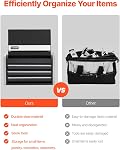 VEVOR Metal Tool Box, 8.6-inch, Portable Metal Tool Box with 3 Drawers, Small Tool Chest with EVA Liners and PP Feet Pads, Heavy-Duty Steel With Ball Bearing Opening and Powder Coated Finish, Black