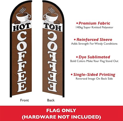 Miniatura 2 de Infinity Republic - Bandera de swooper de manga completa sin viento de café caliente - Perfecto para restaurantes, restaurantes, cafeterías,