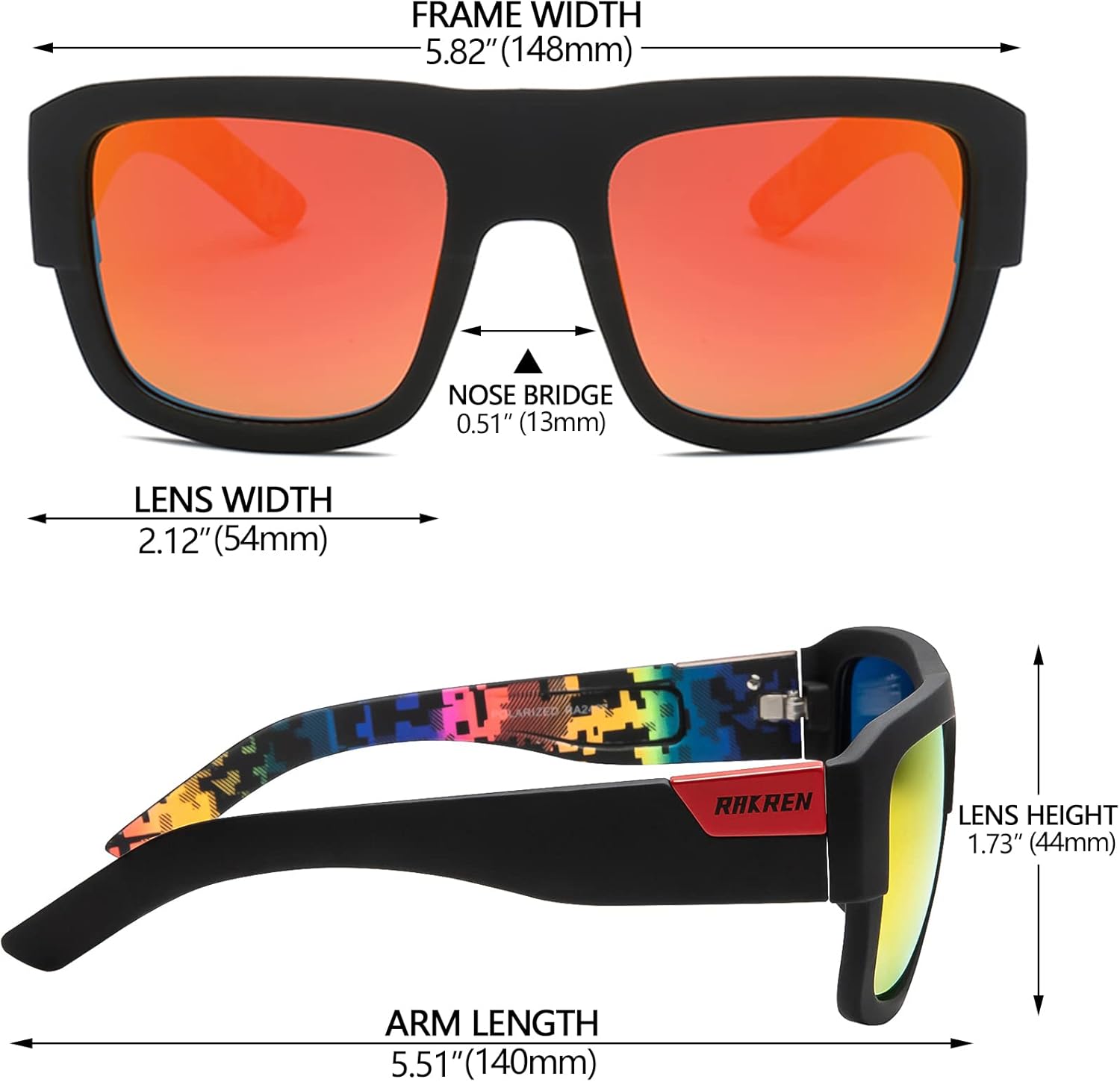 RAKREN Square Polarized Sunglasses for Men and Women Classic Driving Sports Sunglasses Men 100% UV Protection Goggles R03 - Image 4