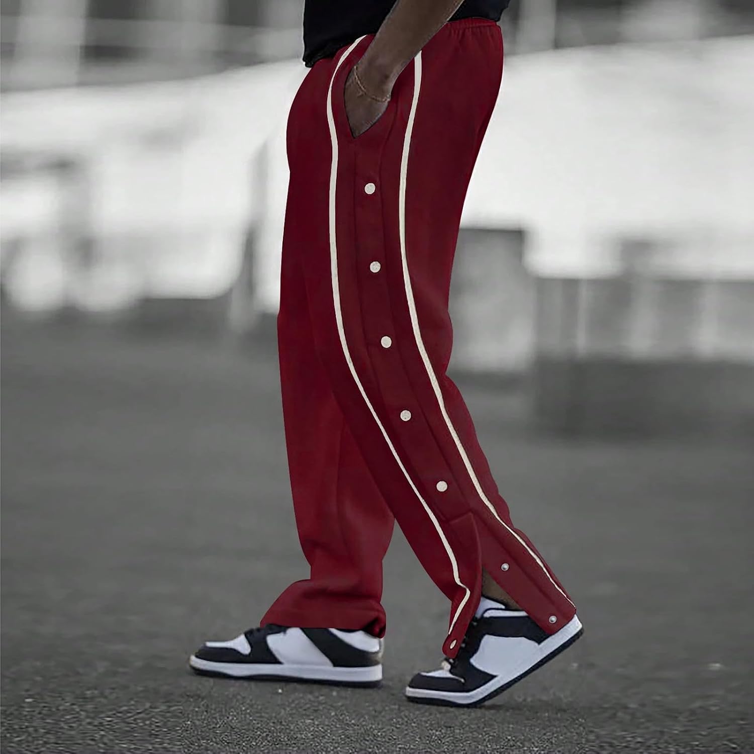 WENKOMG1 Mens Athletic Pants Elastic Waist Gym Workout Active Basketball Sweatpants with Pockets, S-3XL