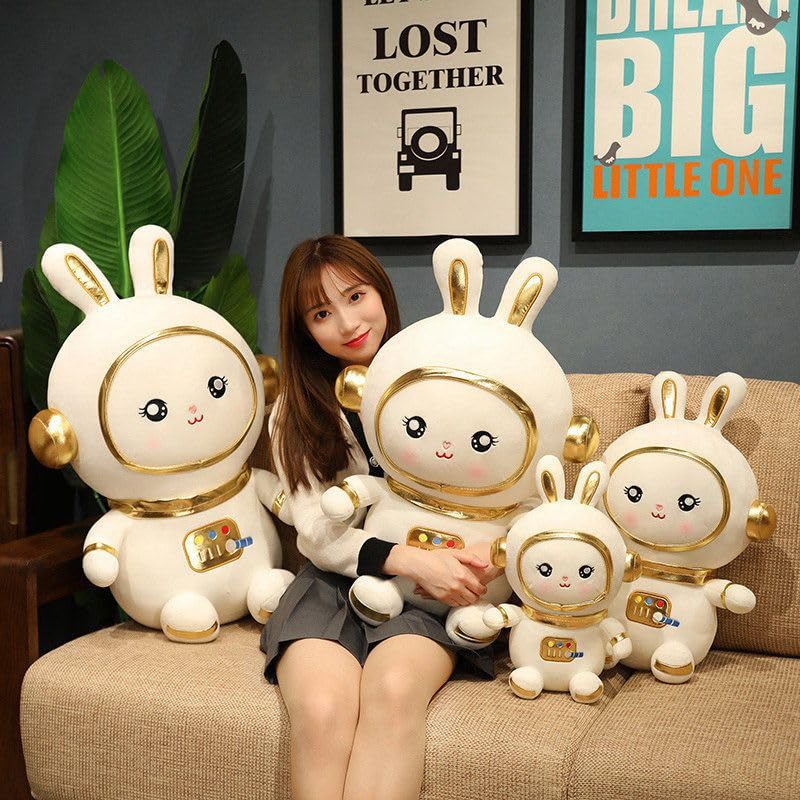 Kawaii Spazio Coniglio Peluche Giocattolo Carino Astronauta Coniglio Cuscino Farcito Peluche Animale Placare Bambola per Bambini/Ragazze Regalo 60 cm Bianco