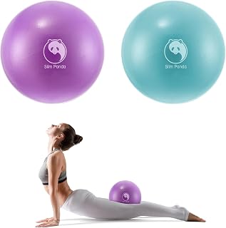 Slim Panda Pilates Ball 2 Pcs, 9 Inch Small Exercise Ball for Yoga, Workout, Bender, Core Training and Physical Therapy, Core Ball with Fitness Guide, Yoga Ball Help Improve Balance, Stretching, Stability