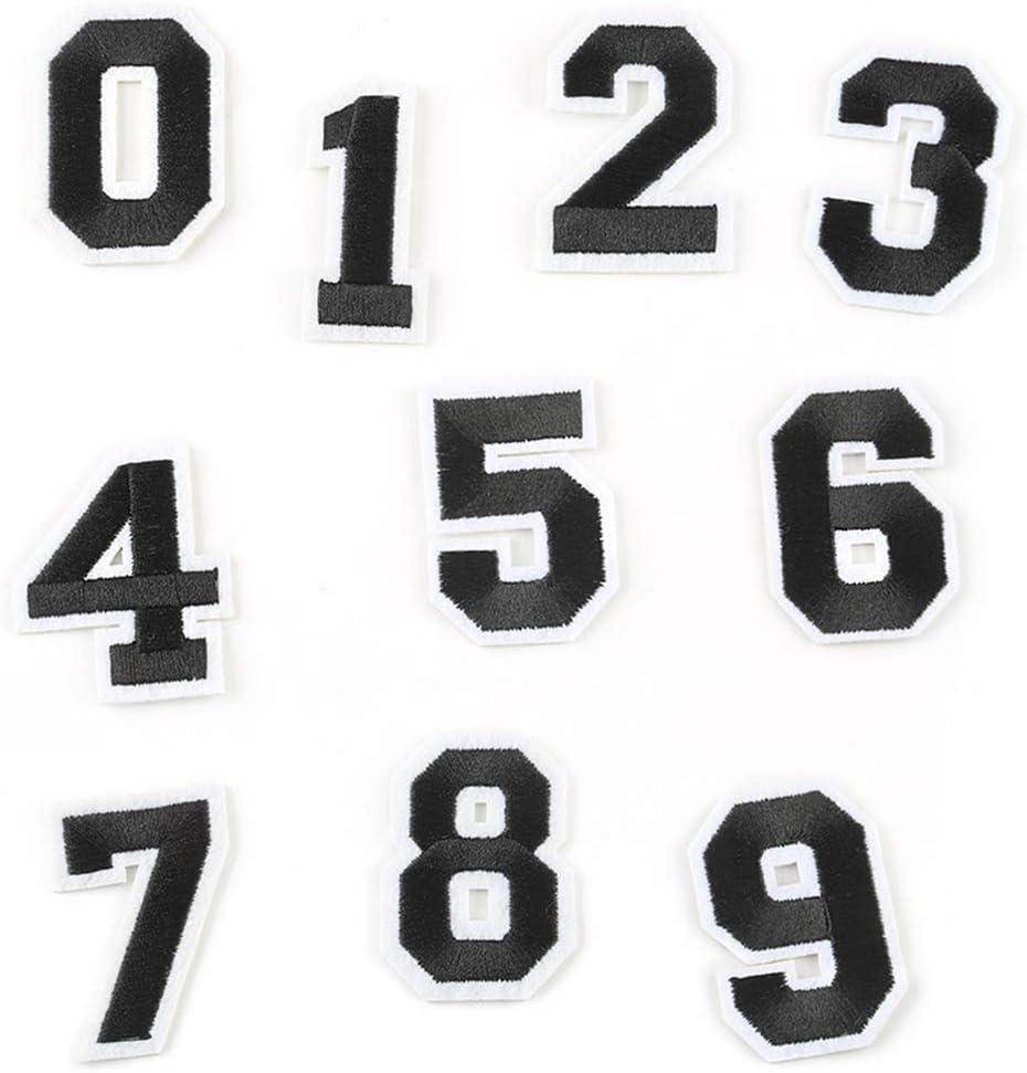 Number 0-9 Patch Iron On/Sew On Patches Black Embroidered Applique Patch DIY Custom Badge Repair Patches for Hats Clothes Shoes Shirts Jackets (1Set)