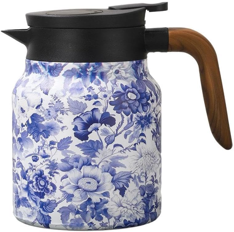 Thermos - Tetera con diseño de flores vintage, termo de acero inoxidable con tapa y asa para bebidas calientes frías en la cocina y en casa (color 4)