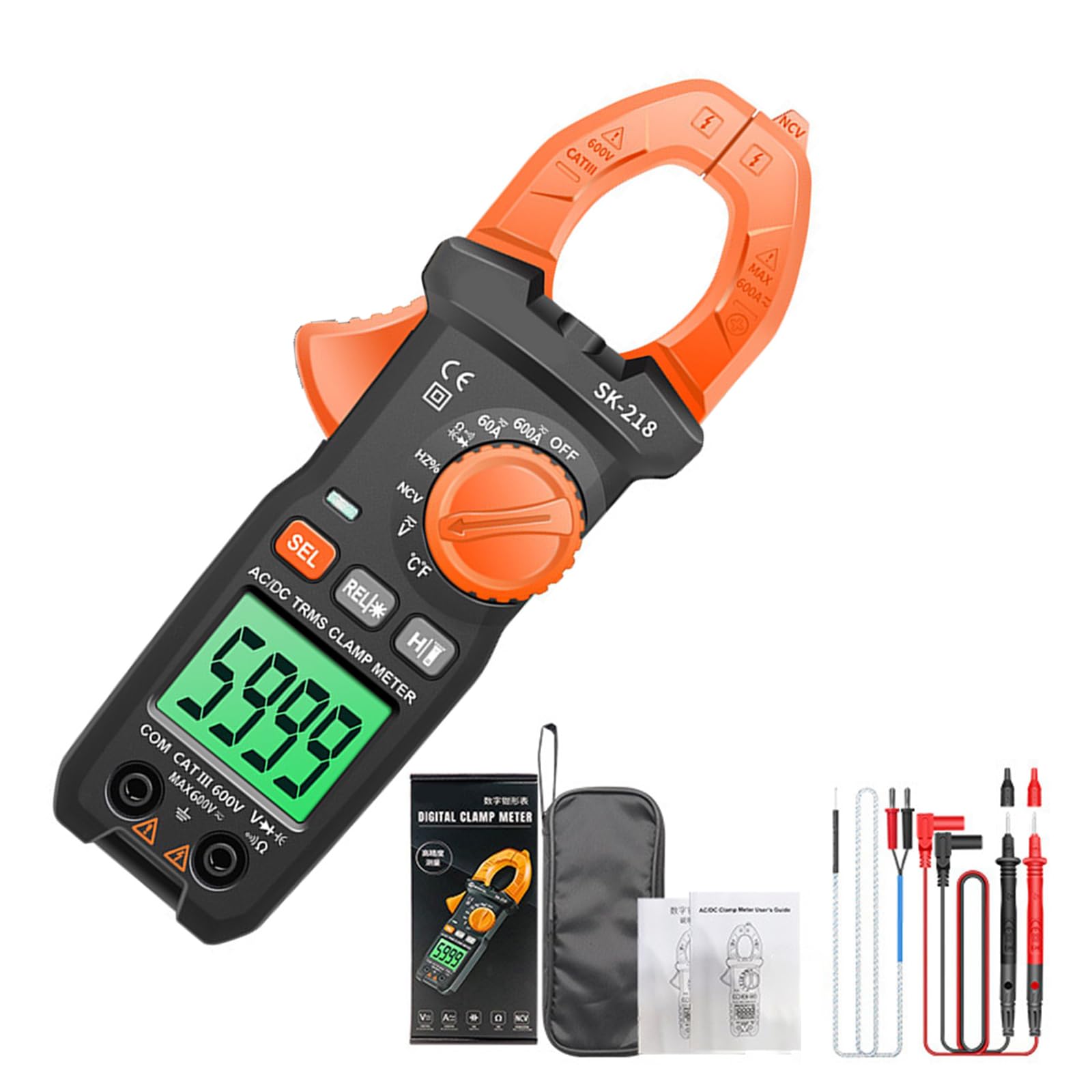 Buxuaaaa Dark Sk218 High Accuracy Multimeter 600A Clamp Meter With Led Torch And Data Retention For Electricians Digital Multimeter