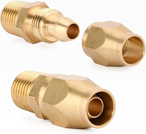 Miniatura 7 de Kit de reparación de manguera de aire, paquete de 4 unidades de empalmador de manguera reutilizable de latón macizo de 14 pulgadas (4 piezas de 14