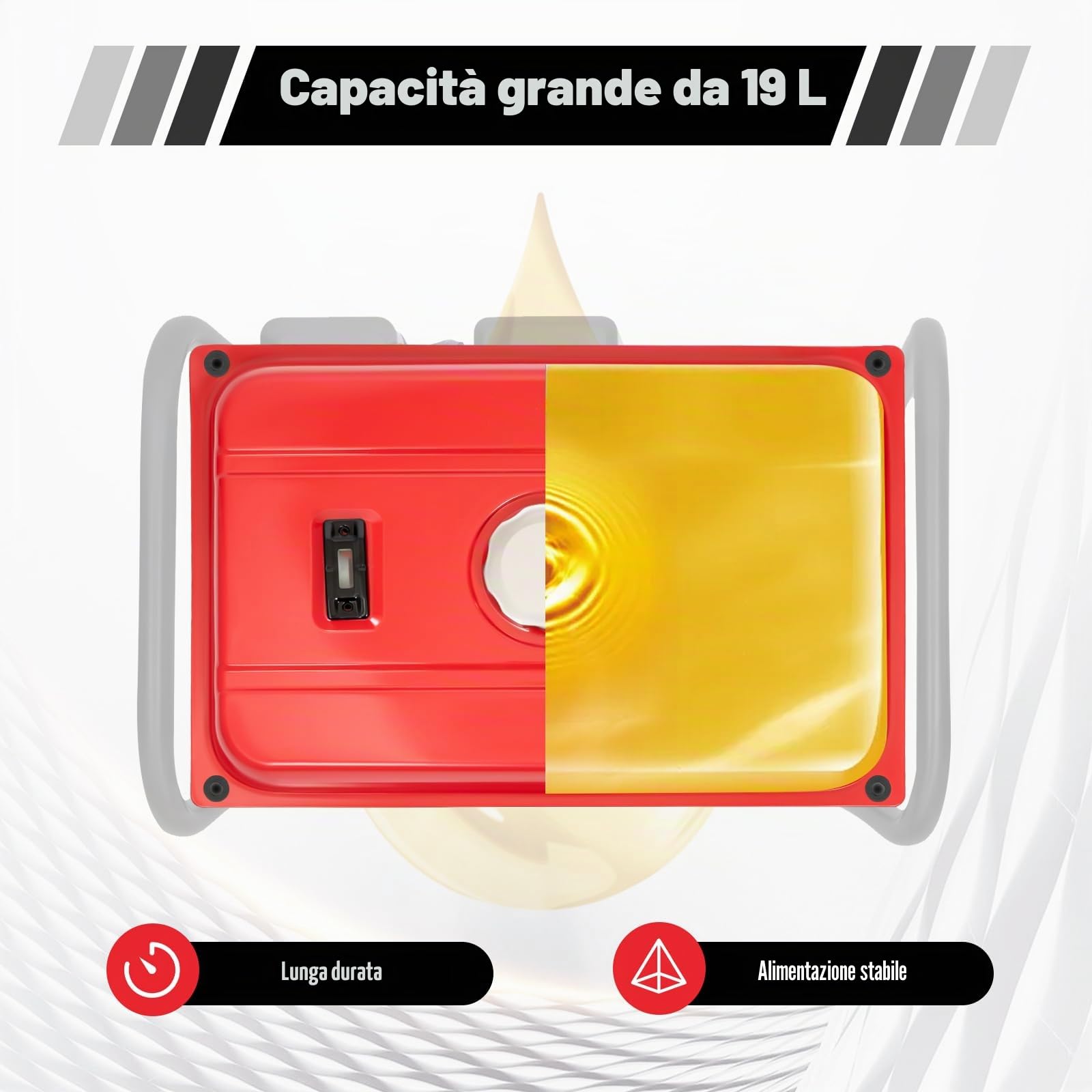 Generatore serbatoio carburante [15 l ferro] universale per generatori di corrente, con filtro e rubinetto, 54,9 x 36 cm (rosso) per cantieri/lavorazione del legno