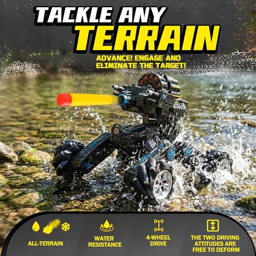 Image of RC Tank Car with Drift, Hand Gesture Control Stunt Truck | 2.4GHz Remote Control, Hand Gesture Control Dual Mode Car, Spray, Music & LED Lights, Deformable Stunt Truck