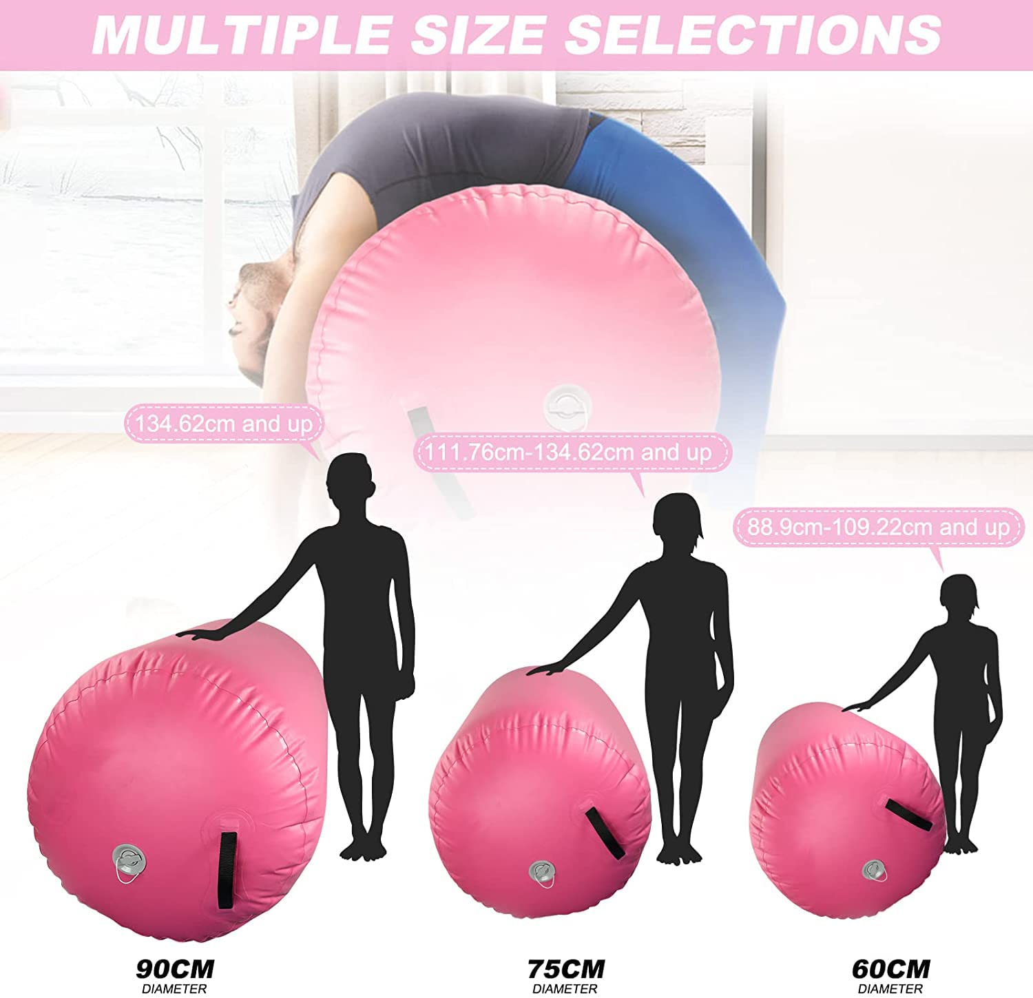 Rouleau Gonflable Gymnastique KAKASA - PVC Pour Entraînement Équilibre Et Yoga - 3 Tailles Disponibles