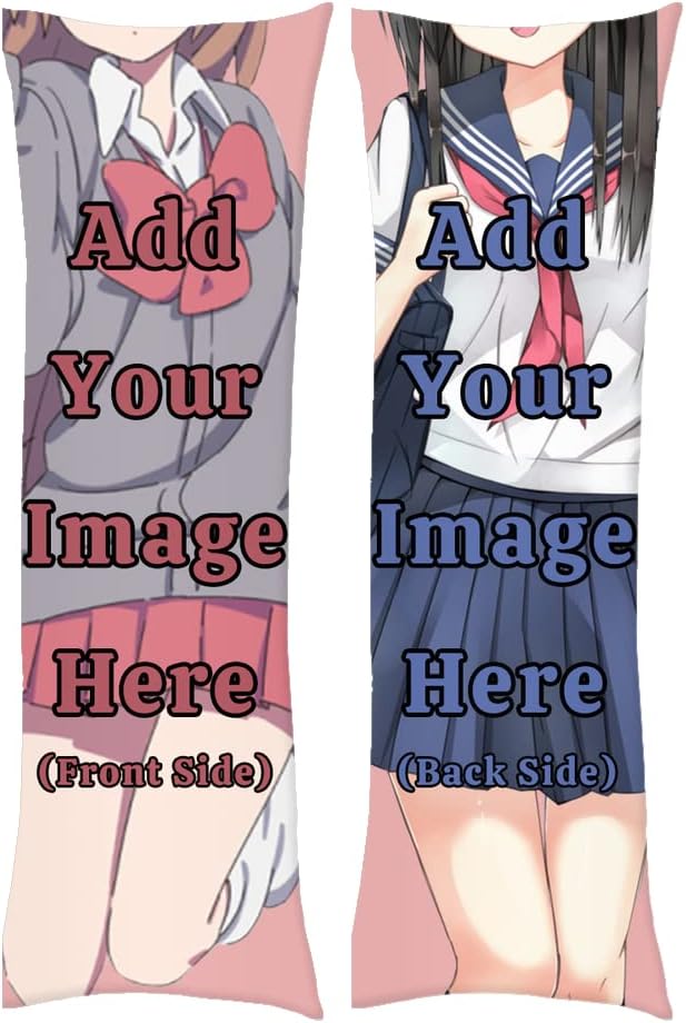 Personalized Custom Anime Body Pillow with Your Own Picture Cosplay Gift Custom Pillowcases Image Long Throw Pillow Cover Make Your Own Photo Body Pillow case 50x150cm, Peach Skin