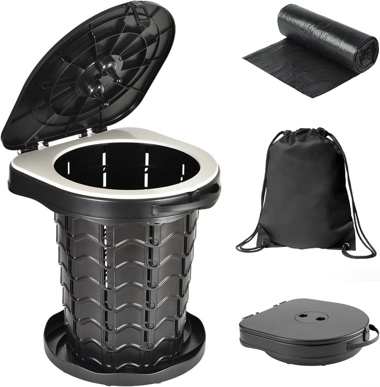 Upgrade Retractable Portable Toilet Camping Toilet Lightweight and Height Adjustable Folding Travel Toilet Portable Potty for Adults Kids, Perfect for Travel,Camp,Car,Emergency Use