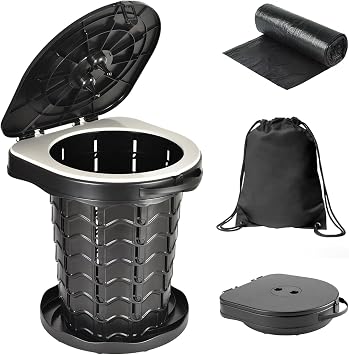 Upgrade Retractable Portable Toilet Camping Toilet Lightweight and Height Adjustable Folding Travel Toilet Portable Potty for Adults Kids, Perfect for Travel,Camp,Car,Emergency Use