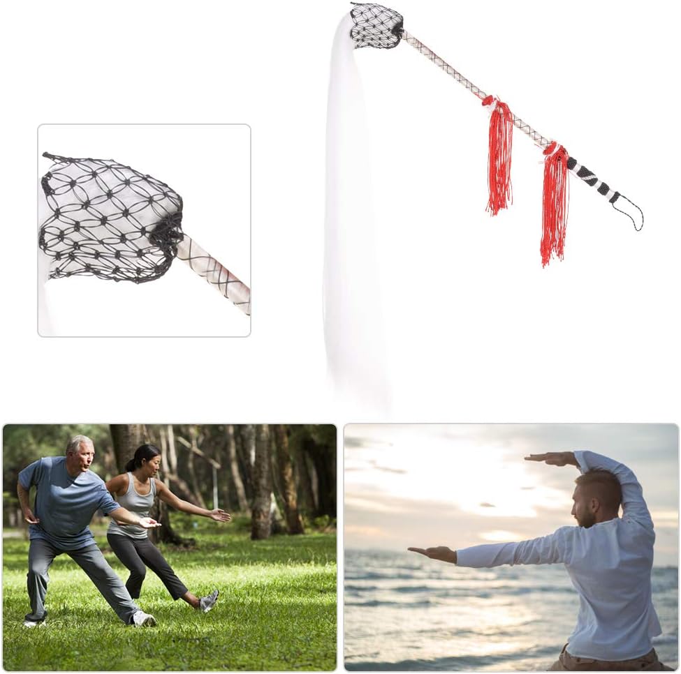YWBL-WH Dust Whisk Horsetail,Fly Horsetail Whisk Stick Handle for Chinese Taoist Buddhist Martial Arts Stage Plays image 3