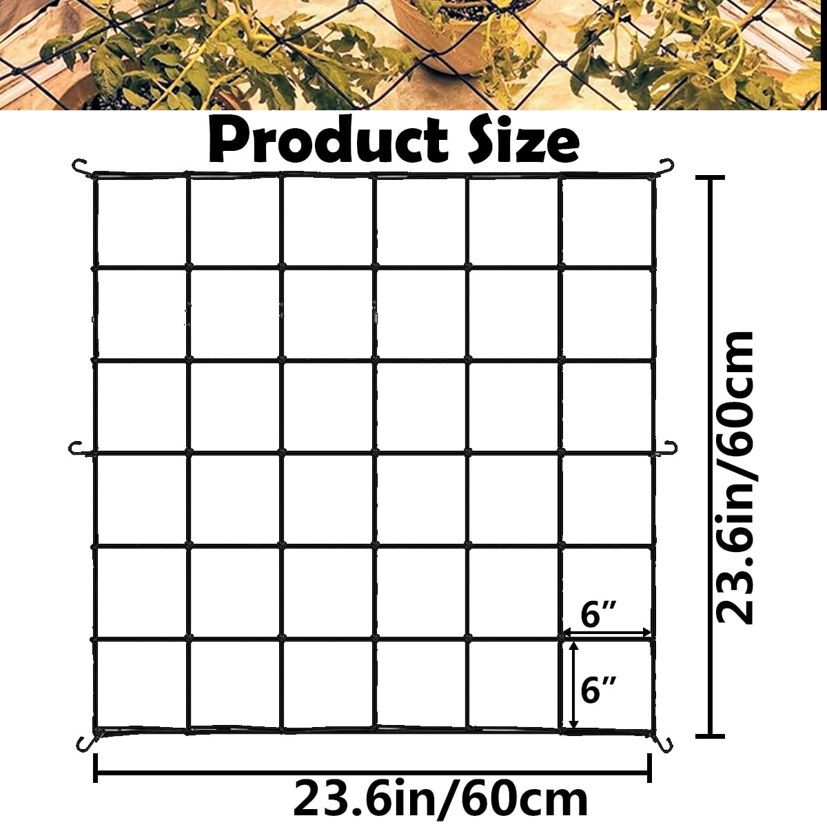Hyuetrsa 4 Pack Trellis Net for Grow Tent 4 x 4Ft Elastic Trellis Netting with 12 Hooks Grow Tent Net Flexible Elastic Trellis Netting for Grow Tents, Gardening, and Horticulture(Black)
