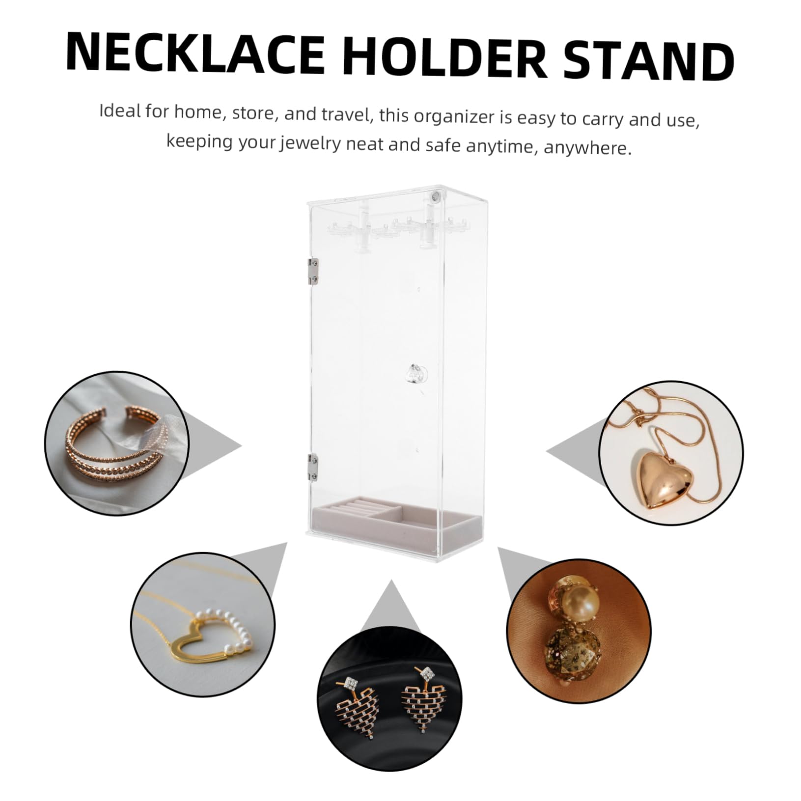 Espositore Gioielli Trasparente Portacollane Organizer Per Gioielli Pendenti Braccialetti Anelli Espositore Compatto Design Moderno