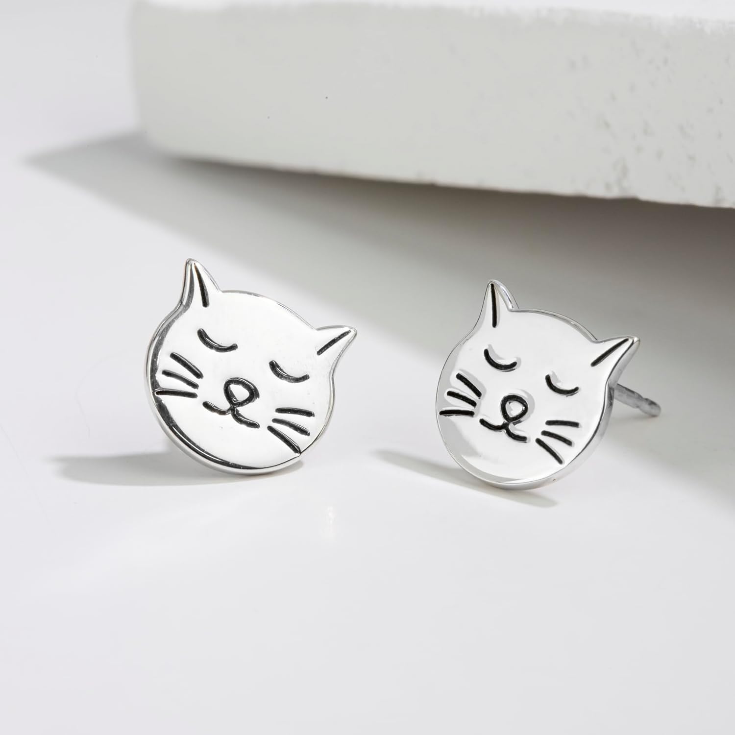 Boma Jewelry Sterling Silver Sleepy Cat Stud Earrings - Image 3