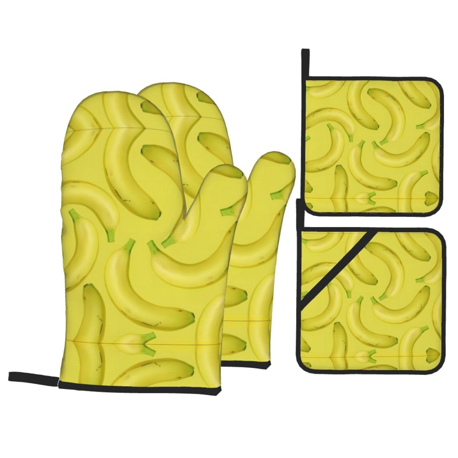 Artículos para cocinar y asar: set de 4 piezas para hornear con patrón de plátano