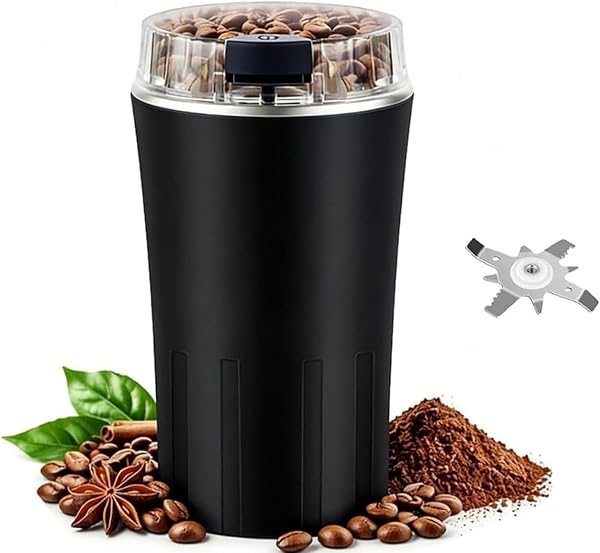 Household Superfine Grinder, Multi-grain Blending & Powdering Machine, Electric Spice Grinder, for Coffee Beans Spices Seasoning Pepper Herbs Nuts Seed Grain (1, black) - 1