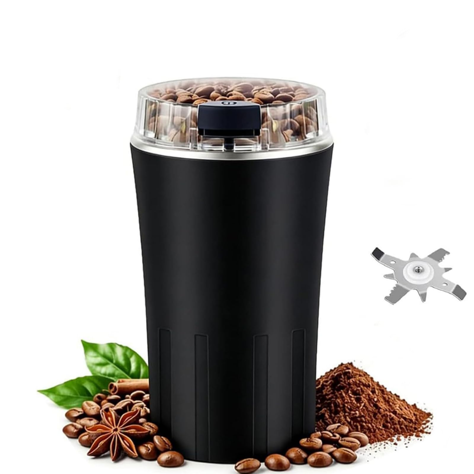 Household Superfine Grinder, Multi-grain Blending & Powdering Machine, Electric Spice Grinder, for Coffee Beans Spices Seasoning Pepper Herbs Nuts Seed Grain (1, black)