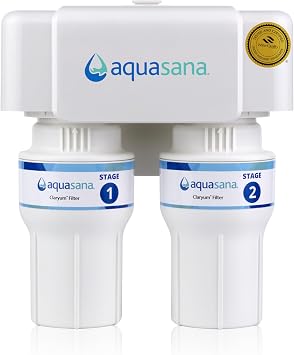 Aquasana Under Sink Water Filter | 2-Stage Filtration | Reduces up to 99.99% of PFAS, Lead, Chlorine, Cysts, More | Under Counter Drinking Water Filter | AQ-6200-NF