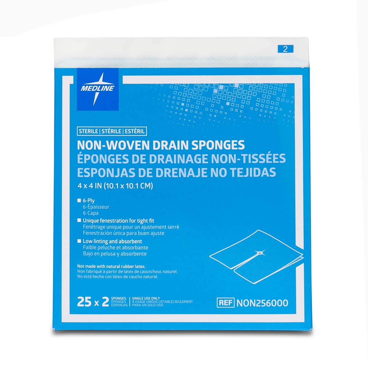 Medline Nonwoven Drain Sponges, Sterile, 6-Ply Gauze, 4" x 4", 2 Count (Pack of 300) — Amazon image 5