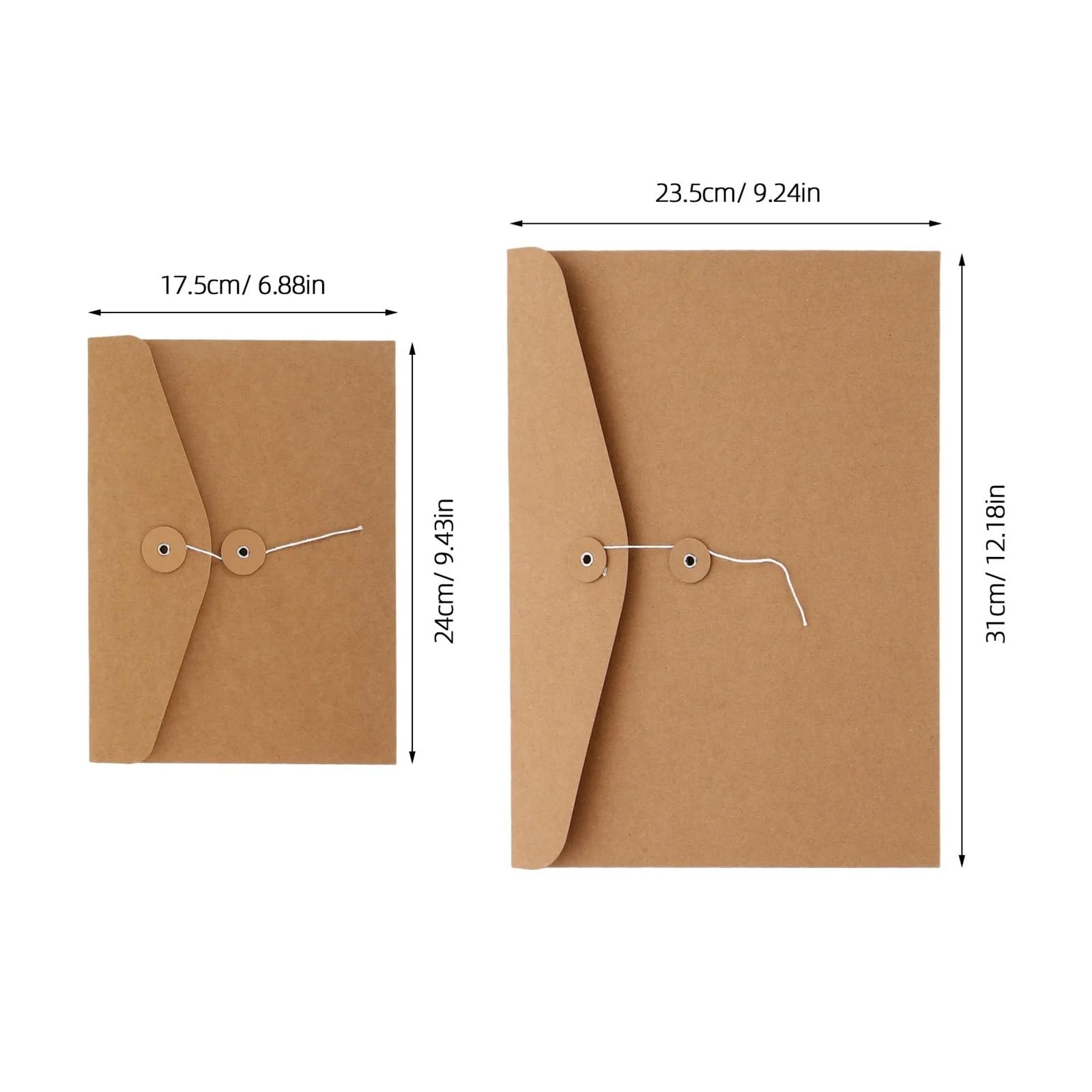 Buste con laccetto a cordoncino, 8 pezzi, in carta kraft, orizzontali, per scuola, ufficio, formato A4, A5, per riporre biglietti e documenti (24 cm)