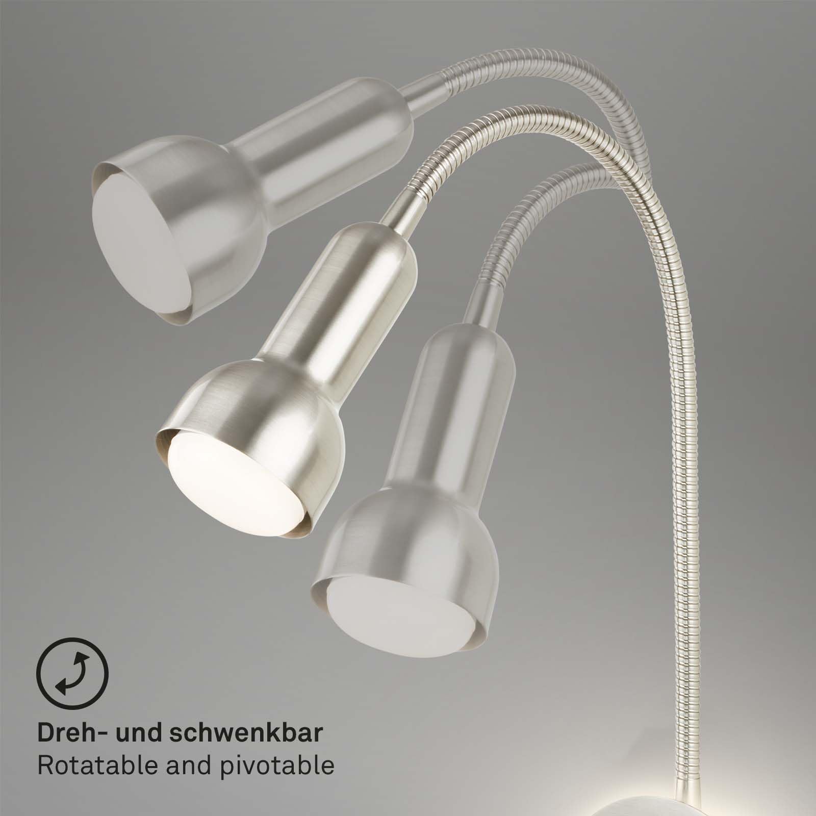 BRILONER – Leselampe mit Backlight, Schwenkbare Wandleuchte Innen, LED Lampe mit 2 Schalter, Wandlampe Innen, Matt-Nickel (Packung mit 2)