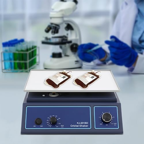 Miniatura 3 de Agitador orbital, velocidad ajustable de 0-210RMin, tamaño de placa de 12.4 x 8.58 pulgadas, capacidad de 2.2 libras, oscilador de laboratorio con