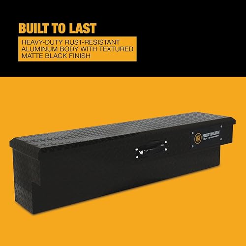 Miniatura 2 de Northern Tool Caja de herramientas para camión de montaje lateral, aluminio, negro mate, pestillo de mango de tracción, 48 pulgadas x 11.5 pulgadas