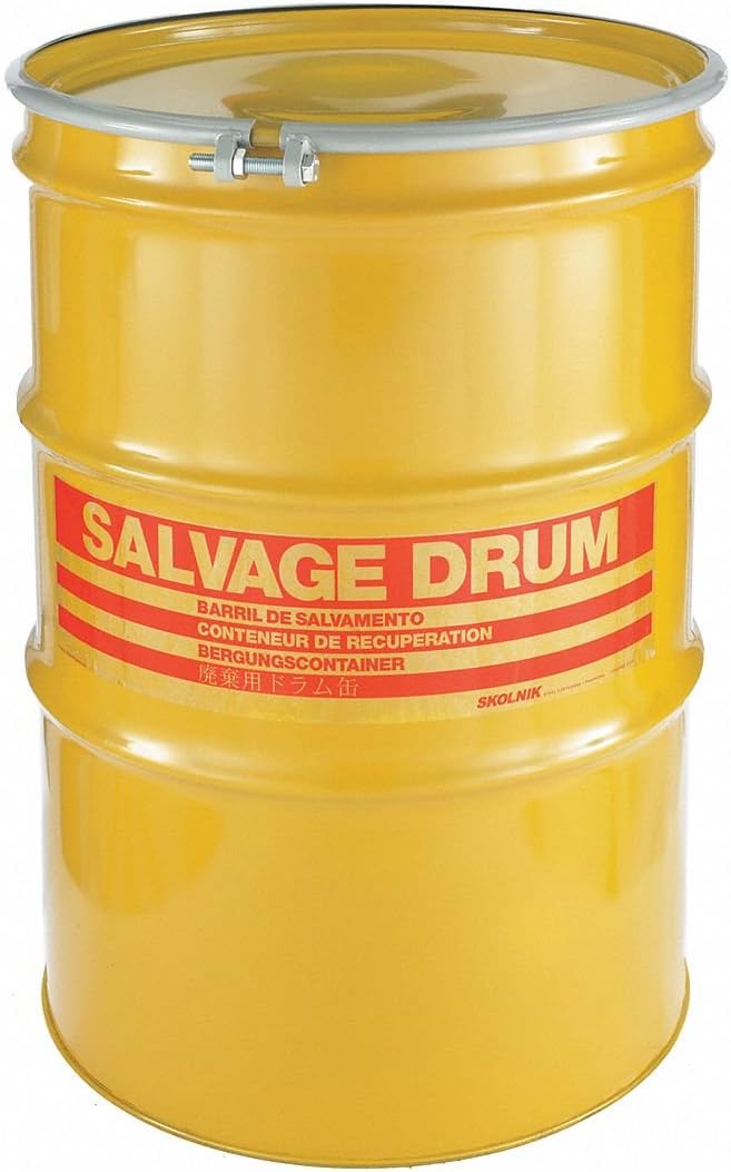 SKOLNIK Carbon Steel Open Head Salvage Drum, 85 gallons, Bolt Ring, 1.2mm Body Gauge (Pack of 1)