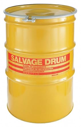 Carbon Steel Open Head Salvage Drum, 85 gallons, Bolt Ring, 1.2mm Body Gauge Pack of 1