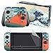 eXtremeRate kit d'Autocollants pour Switch Manette avec 2Pcs Protecteur d'Écran Film Protection(Console & Joycons & Dock & Grip)-La Grande Vague de Kanagawa