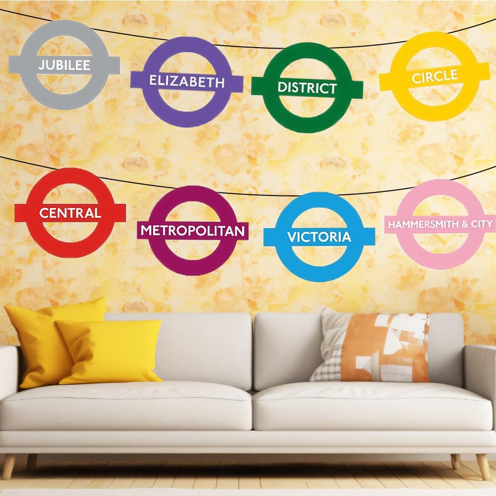 London Underground Themed Bunting 12pcs England Theme Party Banner Background Decoration Suitable for Party Celebration Room Decoration With White Ribbon Indoor Outdoor - Image 4